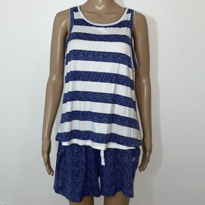 New Born Women's Sleeveless Top and Shorts 2 Piece Pajamas Set PJs Size Large